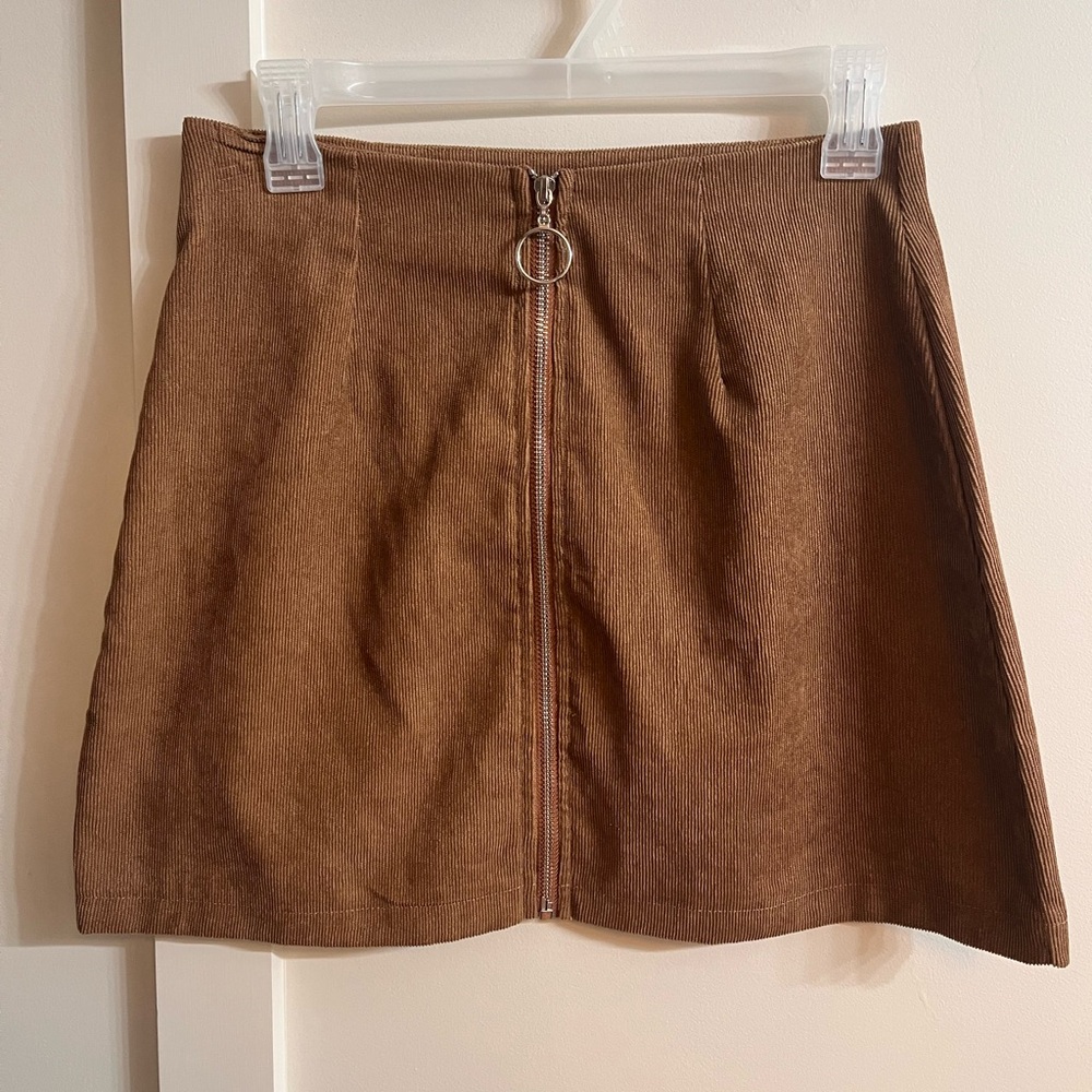 Elegant Brown Corduroy Mini Skirt